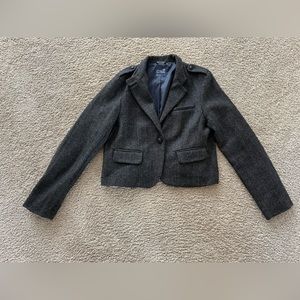 AMERICAN EAGLE OUTFITTERS Herringbone Wool Blend Croppes Blazer Jacket Size L